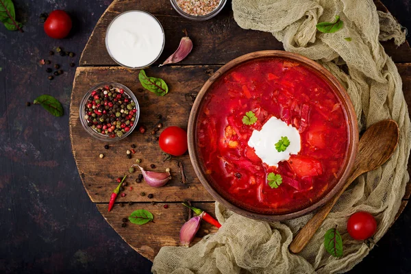 Traditionele Oekraïense borsjt — Stockfoto