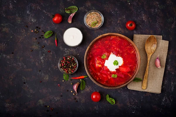 Traditional Ukrainian borscht — Stock Image Traditional Ukrainian borscht Royalty Free Stock Photos