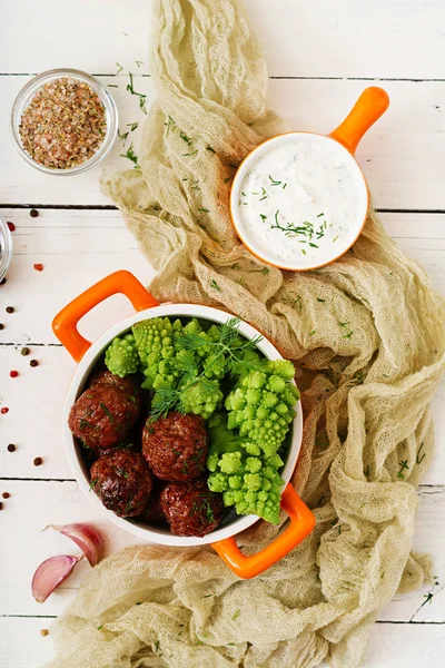 Beef meatballs and garnish — Stock Image Beef meatballs and garnish Stock Picture