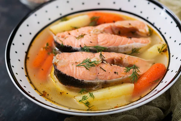 Salmon fish soup — Stock Image Salmon fish soup Stock Image