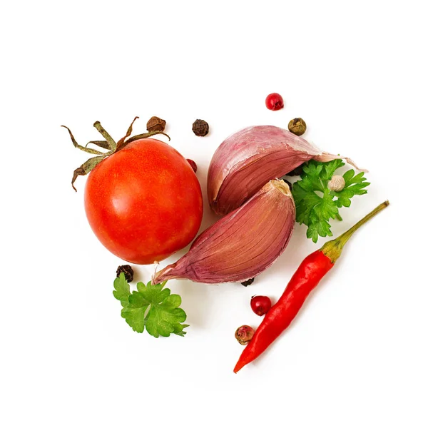 Paprika, Petersilie, Knoblauch und Tomaten — Stockfoto