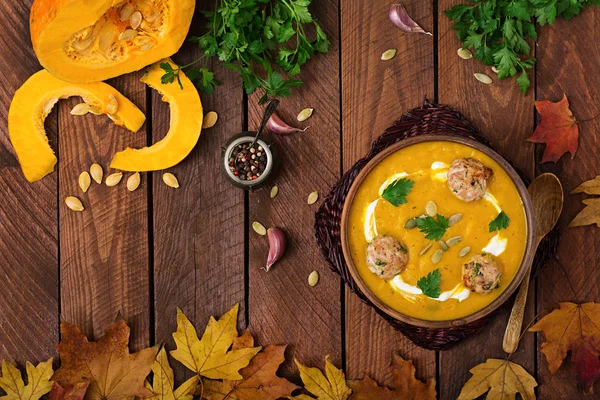 Pumpkin cream soup — Stock Image Pumpkin cream soup Royalty Free Stock Photos