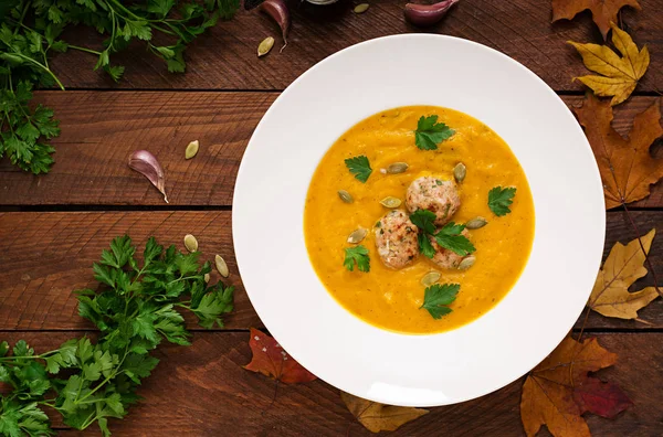 Pumpkin soup with turkey — Stock Image Pumpkin soup with turkey Stock Image