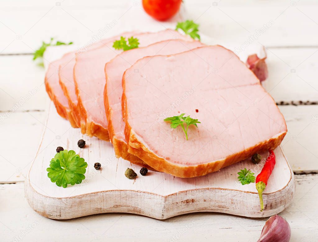 Slices of fresh ham 