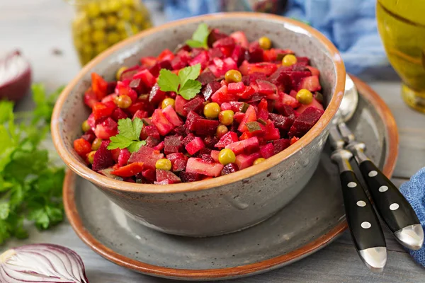 Salada Beterraba Vinagrete Cozinha Vegan Menu Dietético — Fotografia de Stock