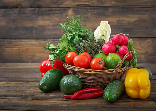 Composição Com Legumes Frutas Orgânicos Crus Variados Dieta Desintoxicação — Fotografia de Stock