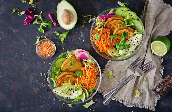 Veganská Buddha Mísa Jídlo Večeře Zdravé Jídlo Zdravá Veganská Mísa — Stock fotografie