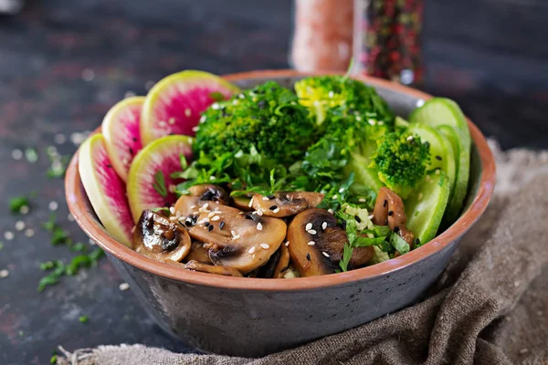 Vegan Boeddha Kom Eten Dinertafel Gezonde Voeding Gezond Vegan Lunch — Stockfoto