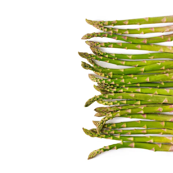 Bovenaanzicht Van Groene Verse Asperges Geïsoleerd Witte Achtergrond — Stockfoto