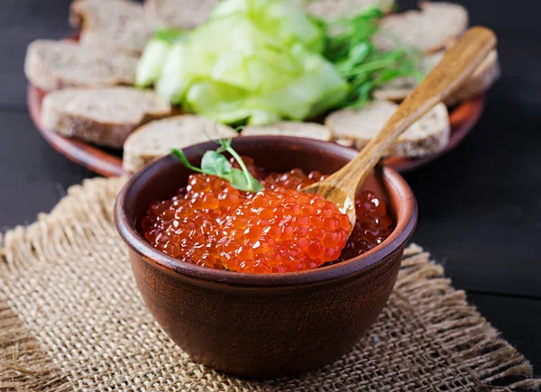 Salmon Red Caviar Bowl Delicious Food — Stock Photo, Image