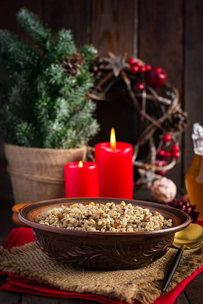 Kutya Christmas Porridge Made Wheat Grains Poppy Seed Nuts Raisins — 스톡 사진