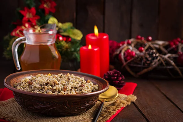 Kutya Christmas Porridge Made Wheat Grains Poppy Seed Nuts Raisins — Stock Photo, Image