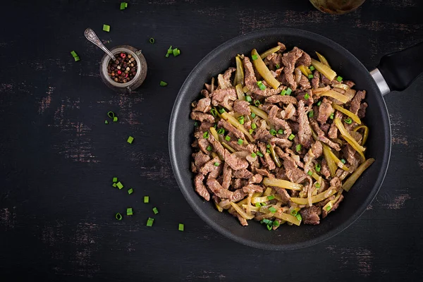 Stew Beef Pieces Beef Stewed Soy Sauce Spices Pickled Cucumber — Stock Photo, Image