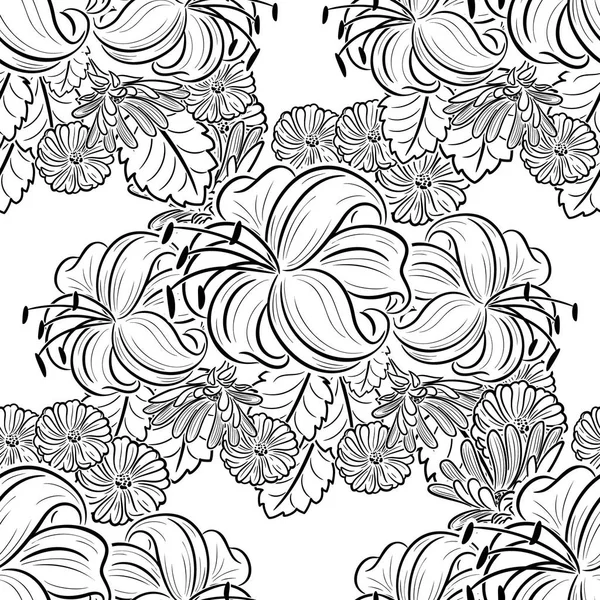 Monochrome black and white seamless pattern — Stock Vector