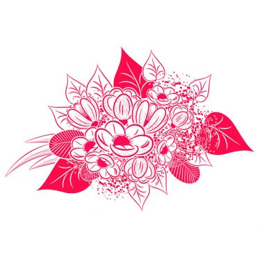 Çiçek ve yaprakların bileşimi