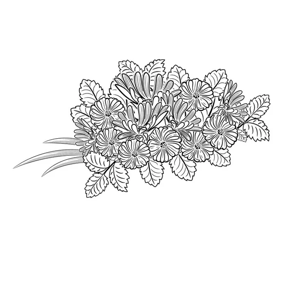 Composición de flores y hojas — Archivo Imágenes Vectoriales