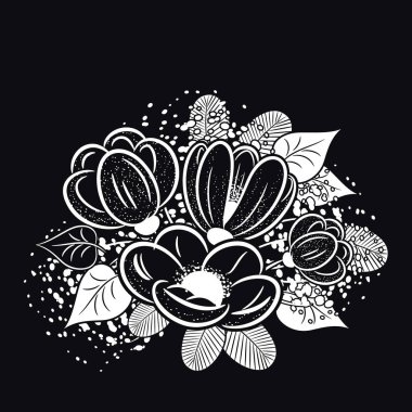 Siyah arkaplanda çiçekler