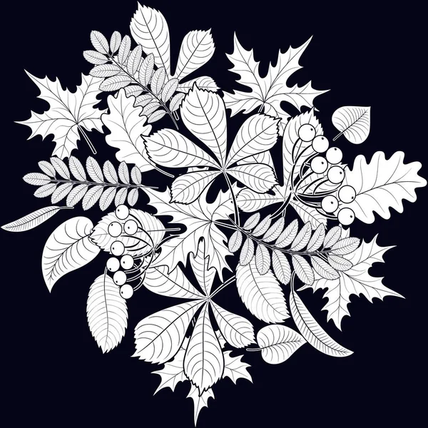 Bouquet di foglie autunnali sullo sfondo — Vettoriale Stock