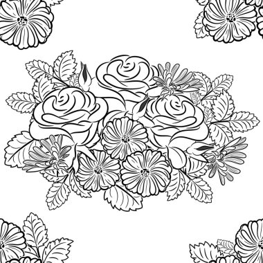 çiçek tebrik kartı veya düğün davetiyesi için seamless modeli