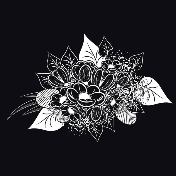 Fleurs sur fond noir — Image vectorielle