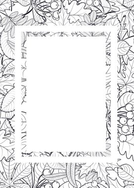 vektör, desen, sonbahar yaprakları ile çerçeve