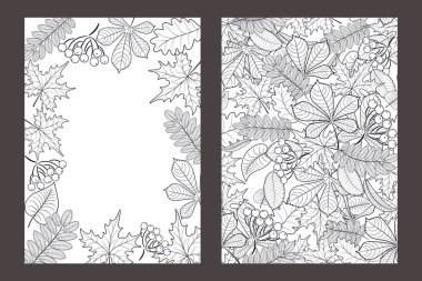 vektör, desen, sonbahar yaprakları ile çerçeve 