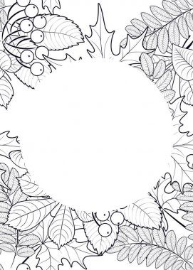 vektör, desen, sonbahar yaprakları ile çerçeve