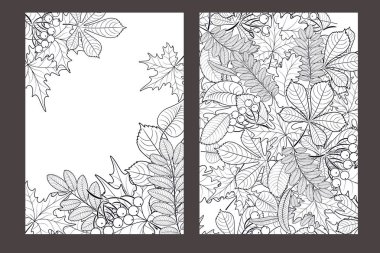 vektör, desen, sonbahar yaprakları ile çerçeve 