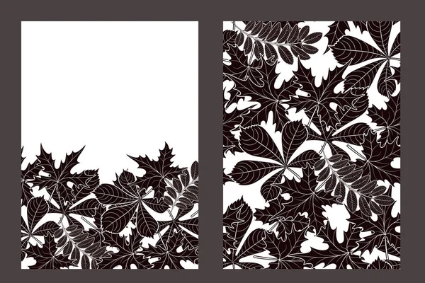 vektör, desen, sonbahar yaprakları ile çerçeve