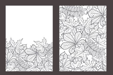 vektör, desen, sonbahar yaprakları ile çerçeve 