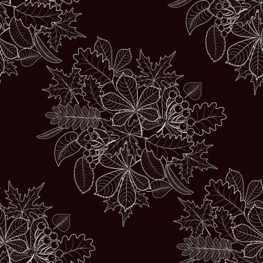 kahverengi bir arka plan üzerinde desen Dikişsiz sonbahar yaprakları