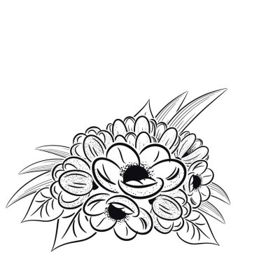 bir kartpostal için buket çiçek