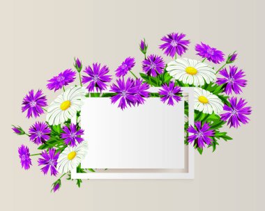 vektör, çiçekli çerçeve