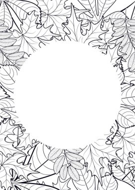 vektör, desen, sonbahar yaprakları ile çerçeve 