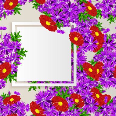 vektör, çiçekli çerçeve