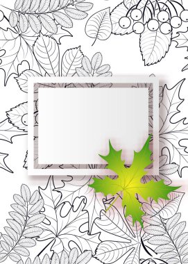 vektör, desen, sonbahar yaprakları ile çerçeve