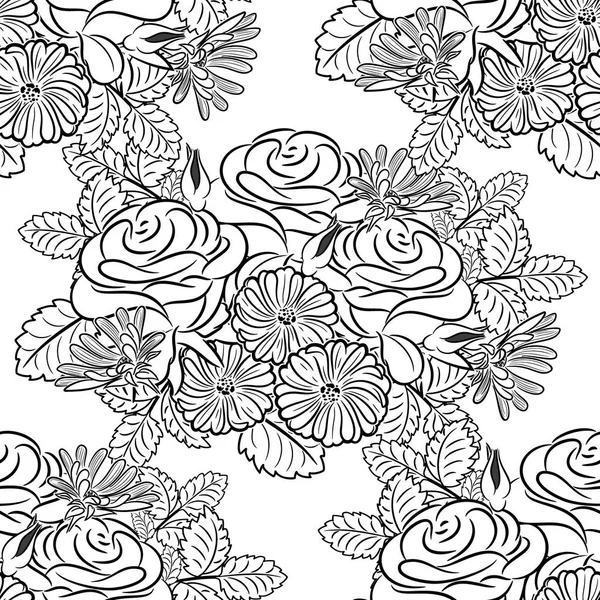 Seamless pattern of flowers — Stock Vector