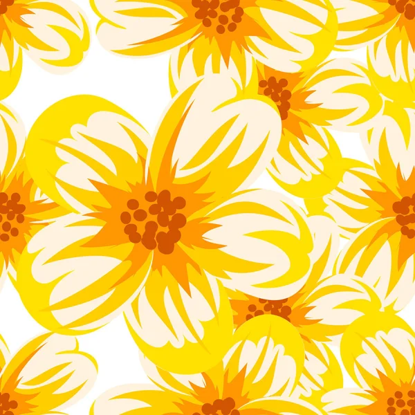 Nahtloses Muster aus gelben Blüten — Stockvektor