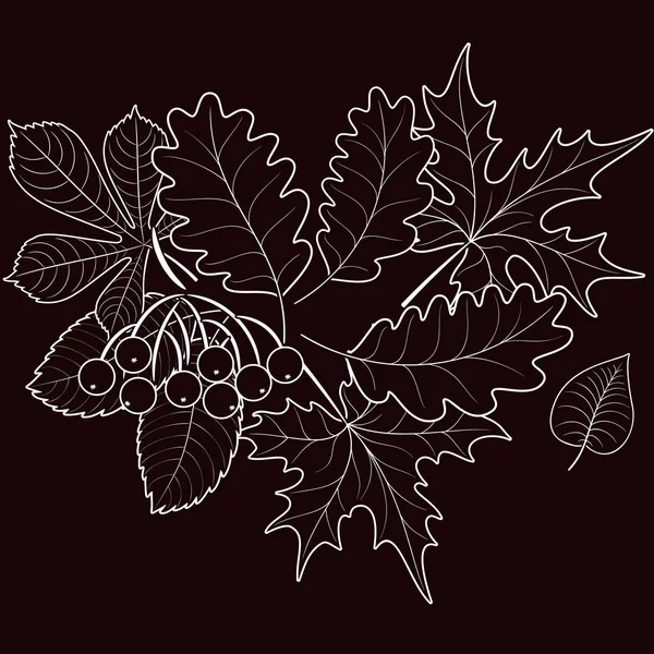 Composizione delle foglie autunnali sullo sfondo — Vettoriale Stock
