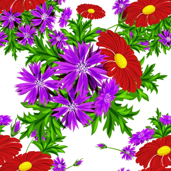 Vector patrón de flores sin costura — Vector de stock