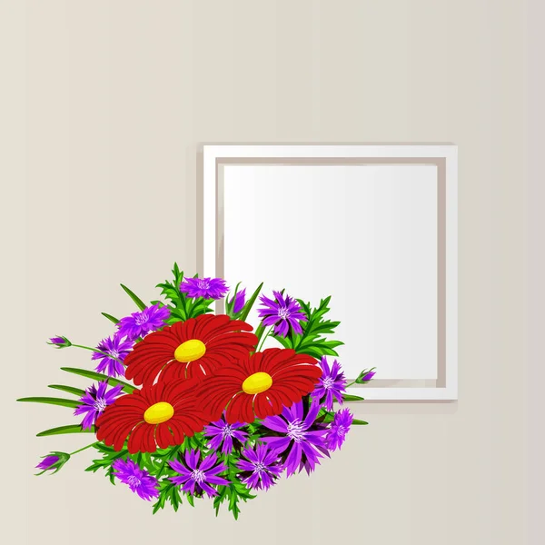 Vettore, cornice con fiori — Vettoriale Stock