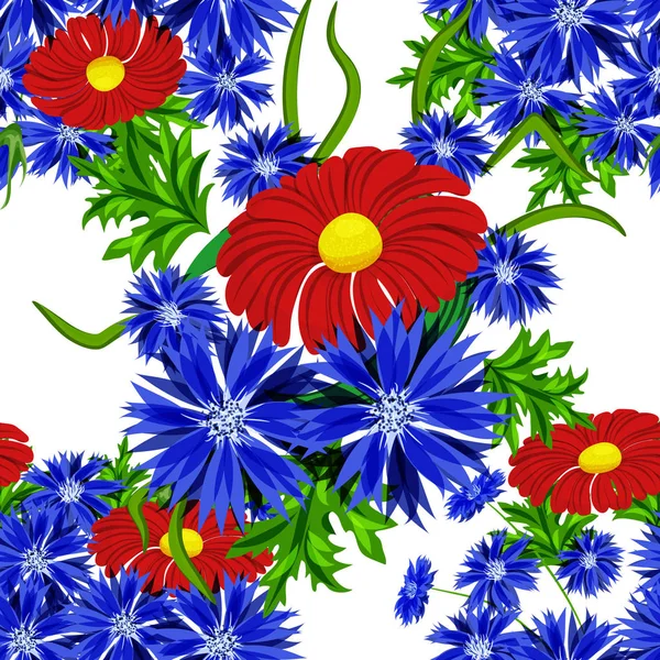 シームレスな花パターン ベクトル — ストックベクタ
