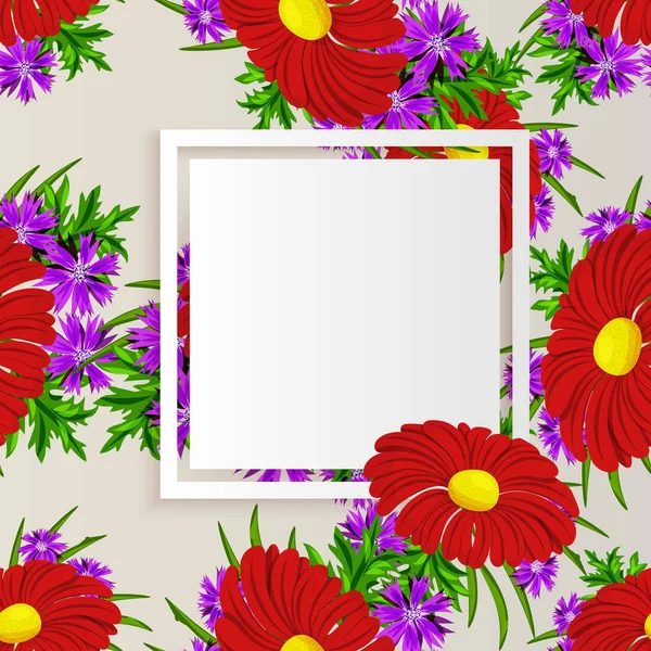 Vecteur, cadre avec fleurs — Image vectorielle