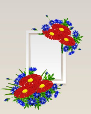 vektör, çiçekli çerçeve