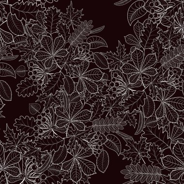 desen Dikişsiz sonbahar yaprakları kahverengi bir arka plan üzerinde