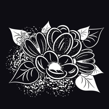 Siyah arkaplanda çiçekler