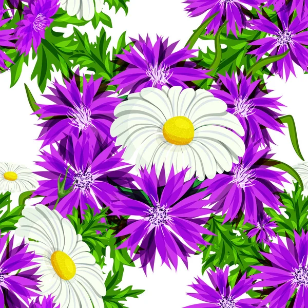 Vector patrón de flores sin costura — Vector de stock