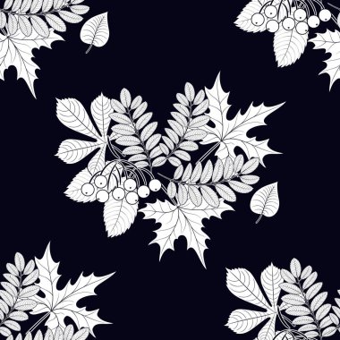 yaprak siyah bir arka plan deseni