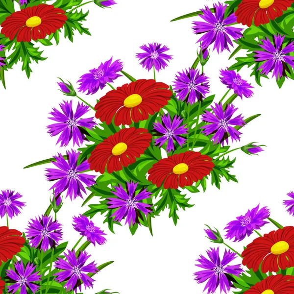 Vector patrón de flores sin costura — Vector de stock