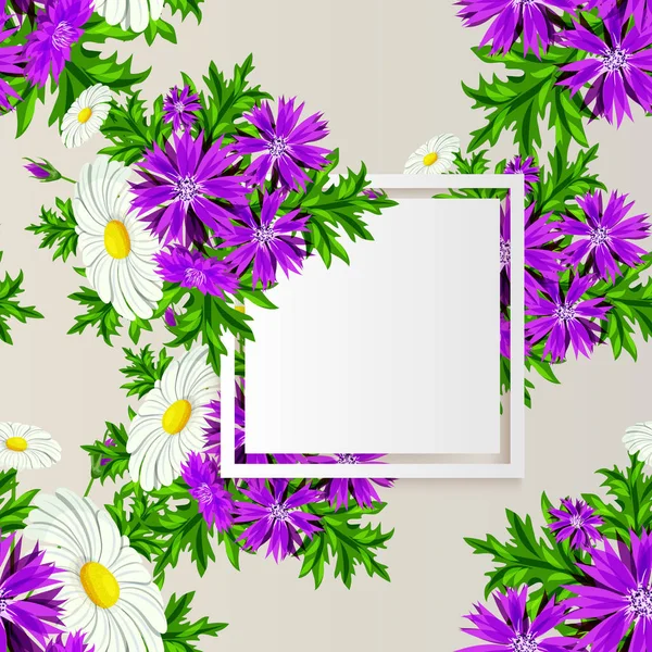 Cadre vectoriel avec fleurs — Image vectorielle